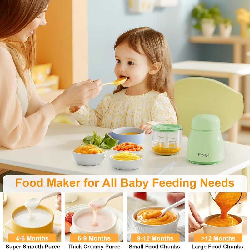 Phydge Baby Food Maker, Green Baby Food Blender, 10oz Baby Food Puree Maker, Food Processor for Baby Foods Fruit Vegetable Meat, 10-Second Quick Soft Food Prep for Baby - Image 3